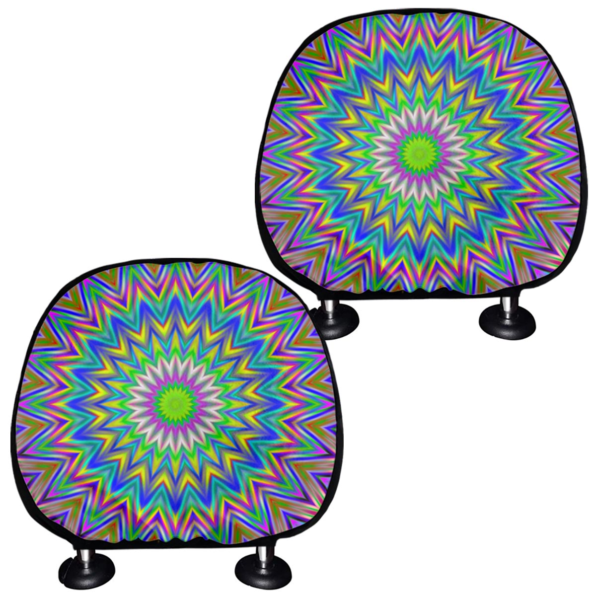 Colorful Psychedelic Optical Illusion Car Headrest Covers