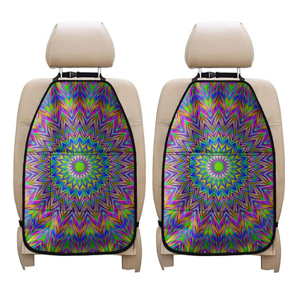 Colorful Psychedelic Optical Illusion Car Seat Organizers