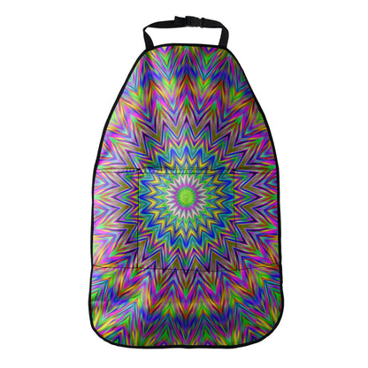 Colorful Psychedelic Optical Illusion Car Seat Organizers