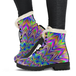 Colorful Psychedelic Optical Illusion Comfy Boots GearFrost