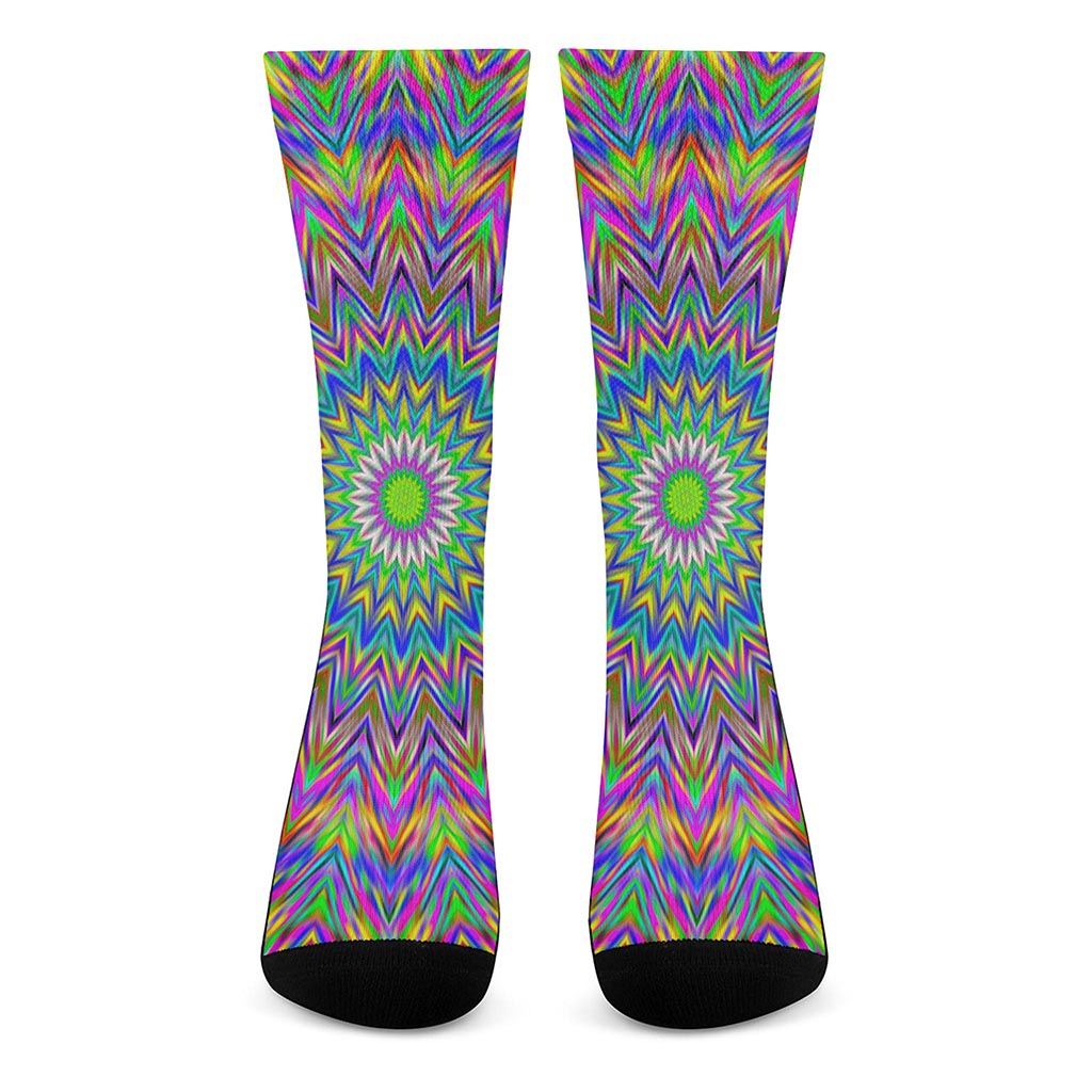 Colorful Psychedelic Optical Illusion Crew Socks