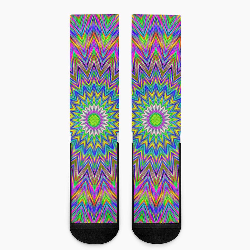 Colorful Psychedelic Optical Illusion Crew Socks