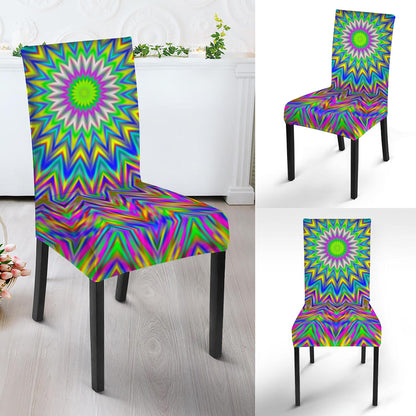 Colorful Psychedelic Optical Illusion Dining Chair Slipcover
