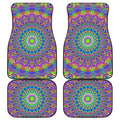 Colorful Psychedelic Optical Illusion Front and Back Car Floor Mats