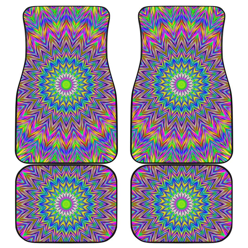 Colorful Psychedelic Optical Illusion Front and Back Car Floor Mats