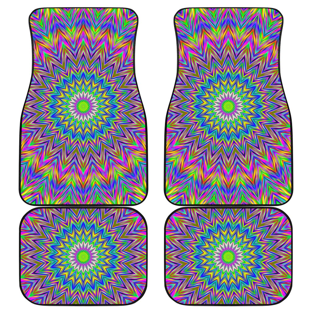 Colorful Psychedelic Optical Illusion Front and Back Car Floor Mats