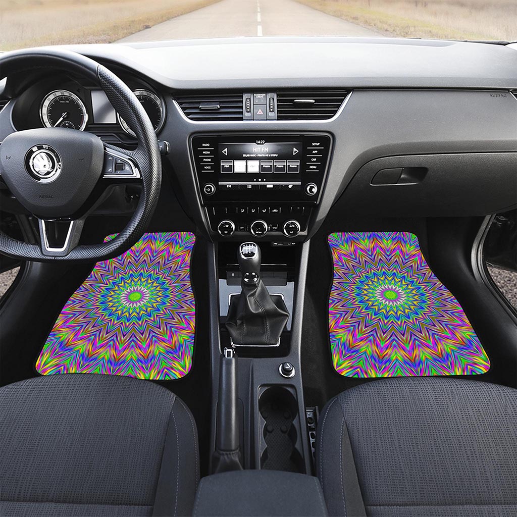 Colorful Psychedelic Optical Illusion Front and Back Car Floor Mats