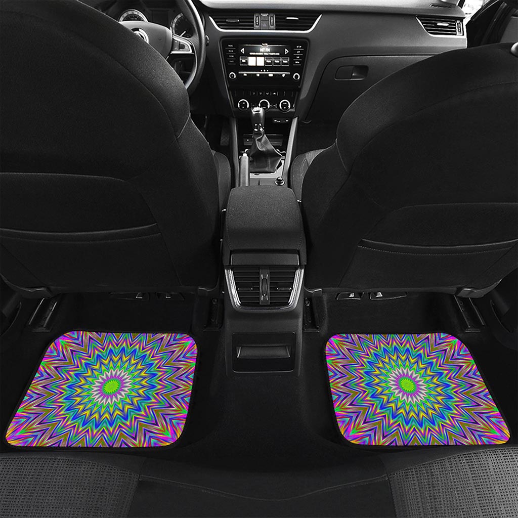 Colorful Psychedelic Optical Illusion Front and Back Car Floor Mats