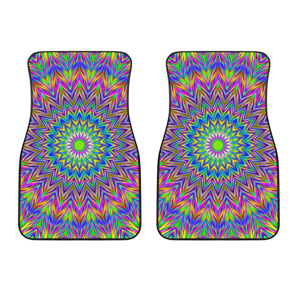 Colorful Psychedelic Optical Illusion Front Car Floor Mats
