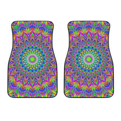 Colorful Psychedelic Optical Illusion Front Car Floor Mats