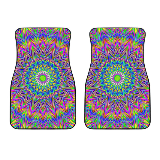 Colorful Psychedelic Optical Illusion Front Car Floor Mats