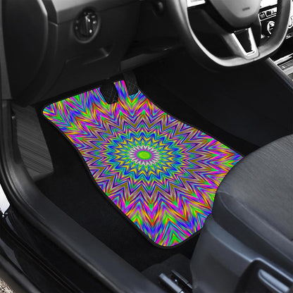 Colorful Psychedelic Optical Illusion Front Car Floor Mats
