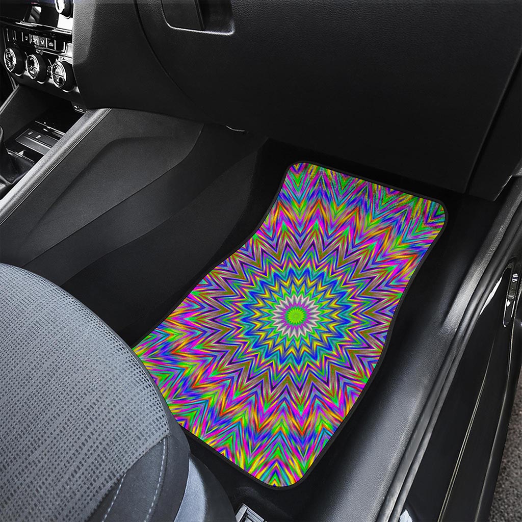 Colorful Psychedelic Optical Illusion Front Car Floor Mats