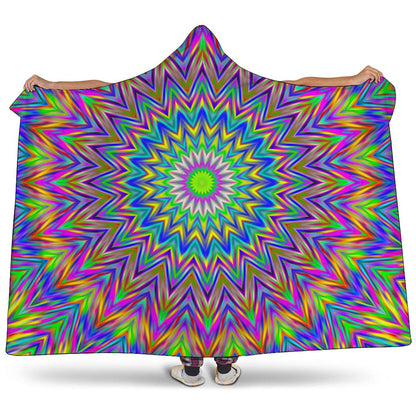 Colorful Psychedelic Optical Illusion Hooded Blanket