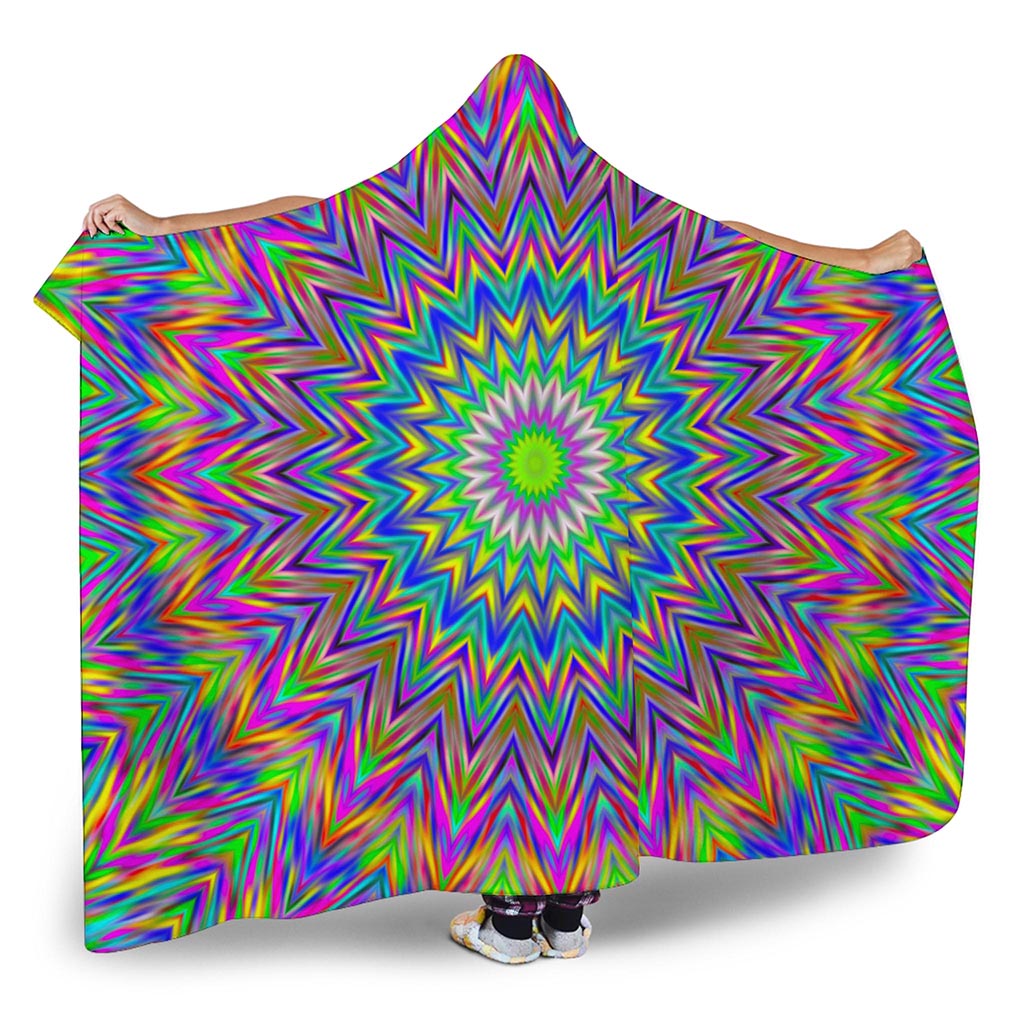 Colorful Psychedelic Optical Illusion Hooded Blanket