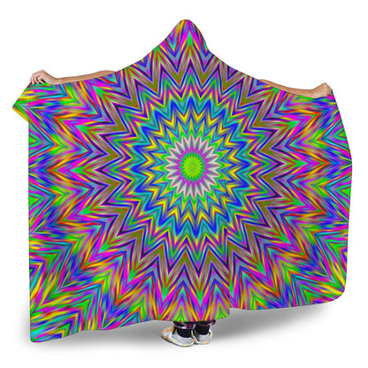 Colorful Psychedelic Optical Illusion Hooded Blanket