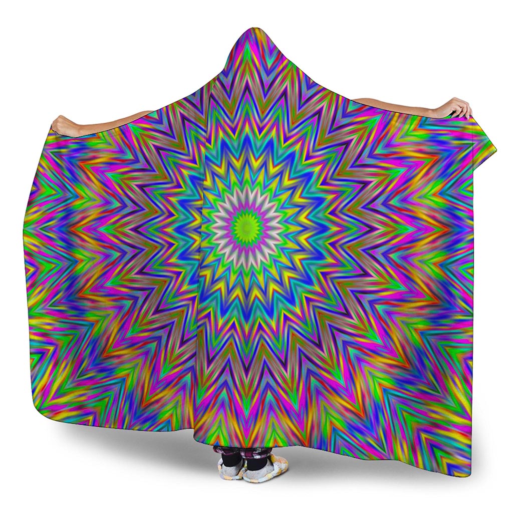 Colorful Psychedelic Optical Illusion Hooded Blanket