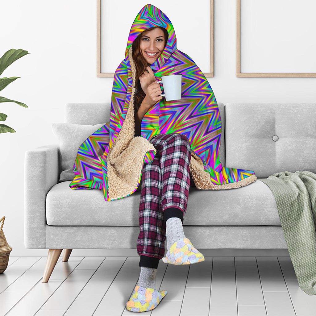 Colorful Psychedelic Optical Illusion Hooded Blanket