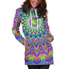 Colorful Psychedelic Optical Illusion Hoodie Dress GearFrost