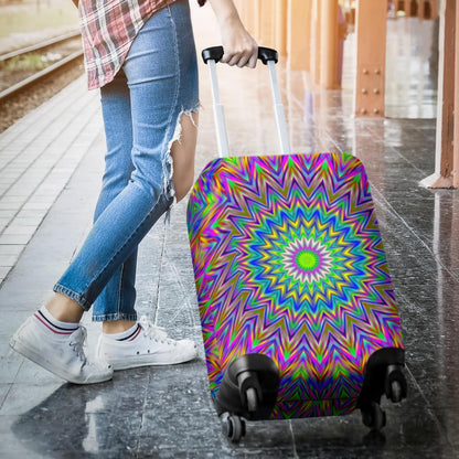 Colorful Psychedelic Optical Illusion Luggage Cover GearFrost