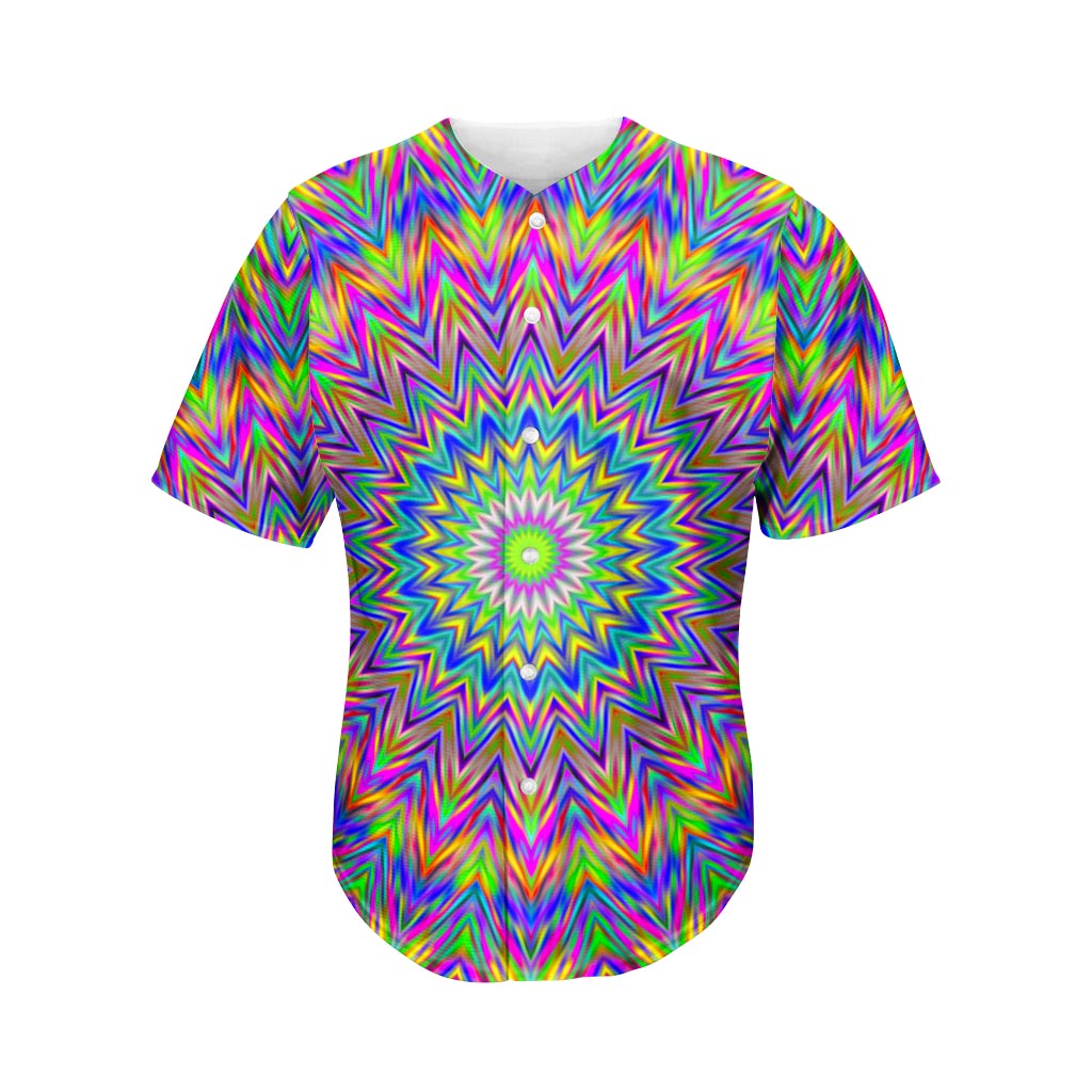 Colorful Psychedelic Optical Illusion Men's Baseball Jersey