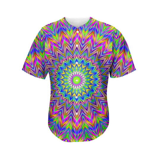 Colorful Psychedelic Optical Illusion Men's Baseball Jersey