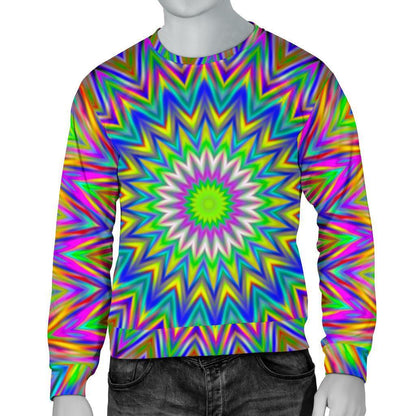 Colorful Psychedelic Optical Illusion Men's Crewneck Sweatshirt GearFrost