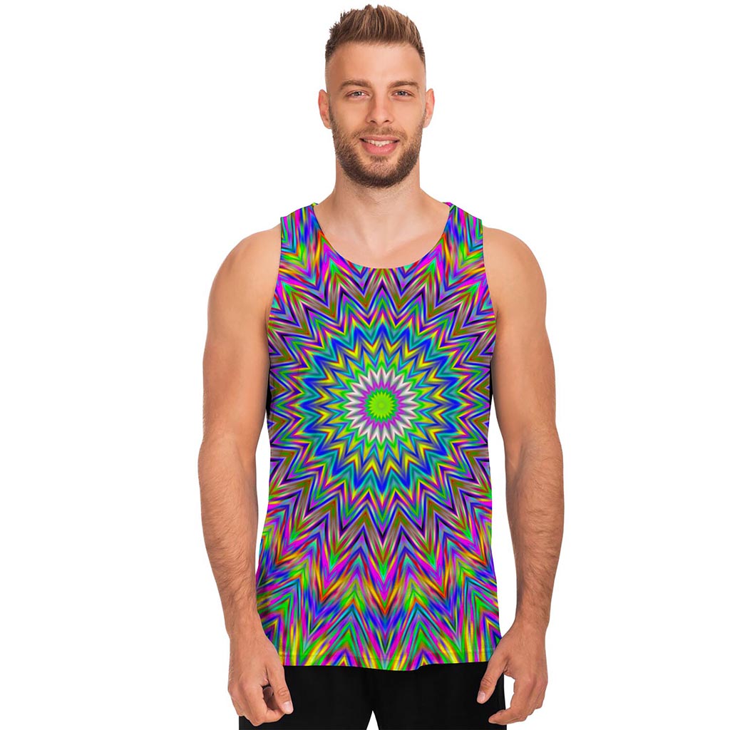 Colorful Psychedelic Optical Illusion Men's Tank Top