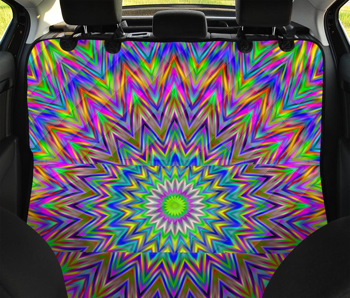 Colorful Psychedelic Optical Illusion Pet Car Back Seat Cover