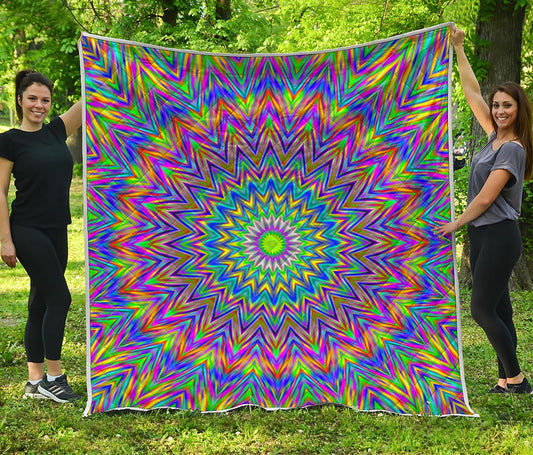 Colorful Psychedelic Optical Illusion Quilt
