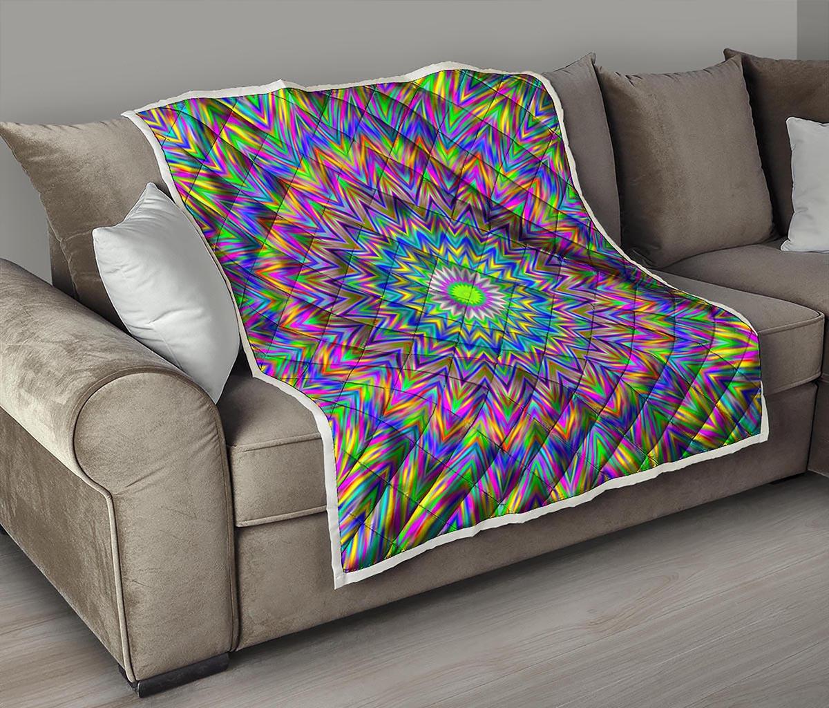Colorful Psychedelic Optical Illusion Quilt