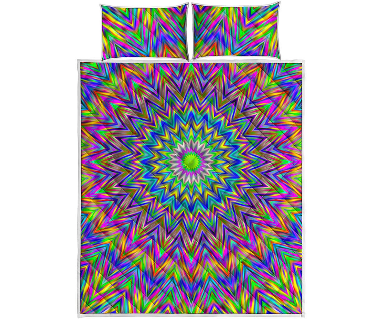 Colorful Psychedelic Optical Illusion Quilt Bed Set