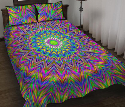 Colorful Psychedelic Optical Illusion Quilt Bed Set
