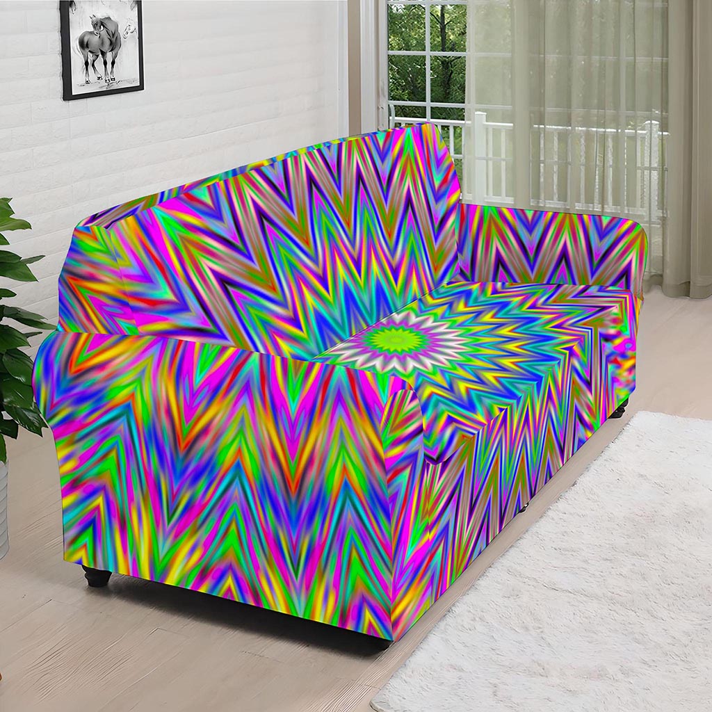 Colorful Psychedelic Optical Illusion Sofa Cover