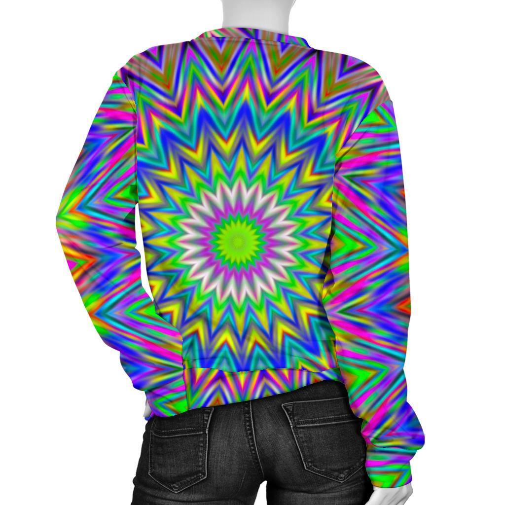 Colorful Psychedelic Optical Illusion Women's Crewneck Sweatshirt GearFrost