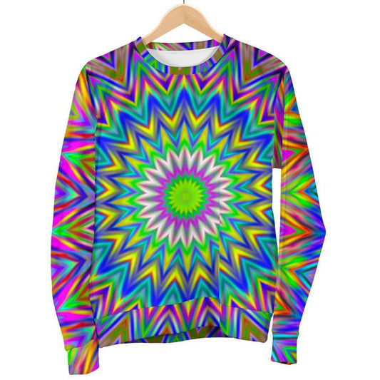Colorful Psychedelic Optical Illusion Women's Crewneck Sweatshirt GearFrost