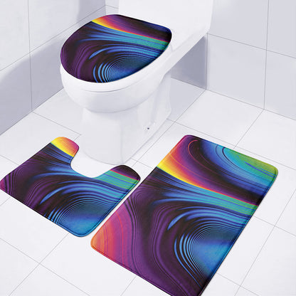 Colorful Psychedelic Print 3 Piece Bath Mat Set