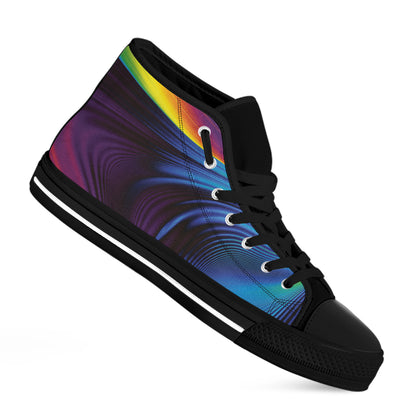 Colorful Psychedelic Print Black High Top Shoes