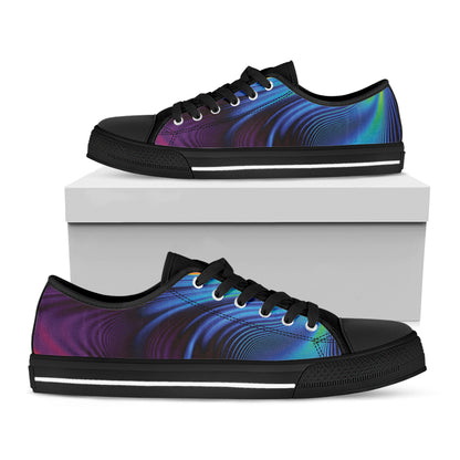 Colorful Psychedelic Print Black Low Top Shoes