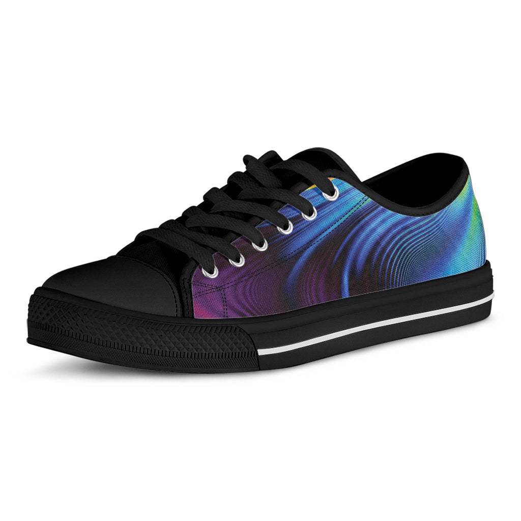 Colorful Psychedelic Print Black Low Top Shoes