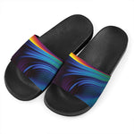 Colorful Psychedelic Print Black Slide Sandals