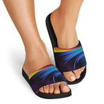 Colorful Psychedelic Print Black Slide Sandals