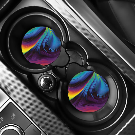 Colorful Psychedelic Print Car Coasters