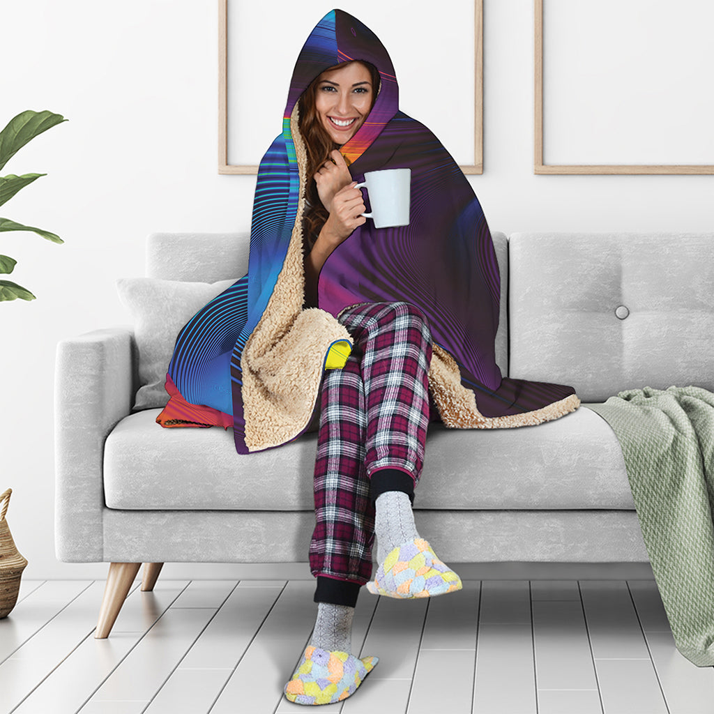 Colorful Psychedelic Print Hooded Blanket