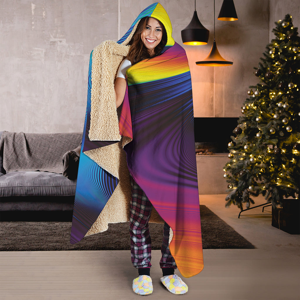 Colorful Psychedelic Print Hooded Blanket