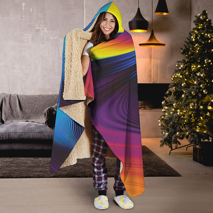Colorful Psychedelic Print Hooded Blanket