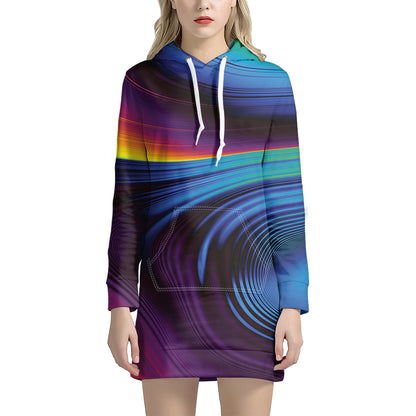 Colorful Psychedelic Print Hoodie Dress