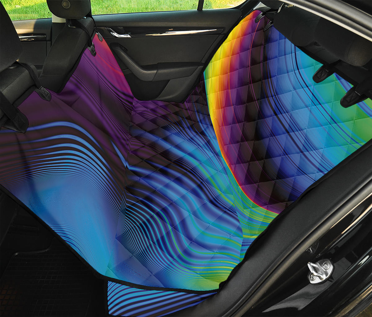 Colorful Psychedelic Print Pet Car Back Seat Cover