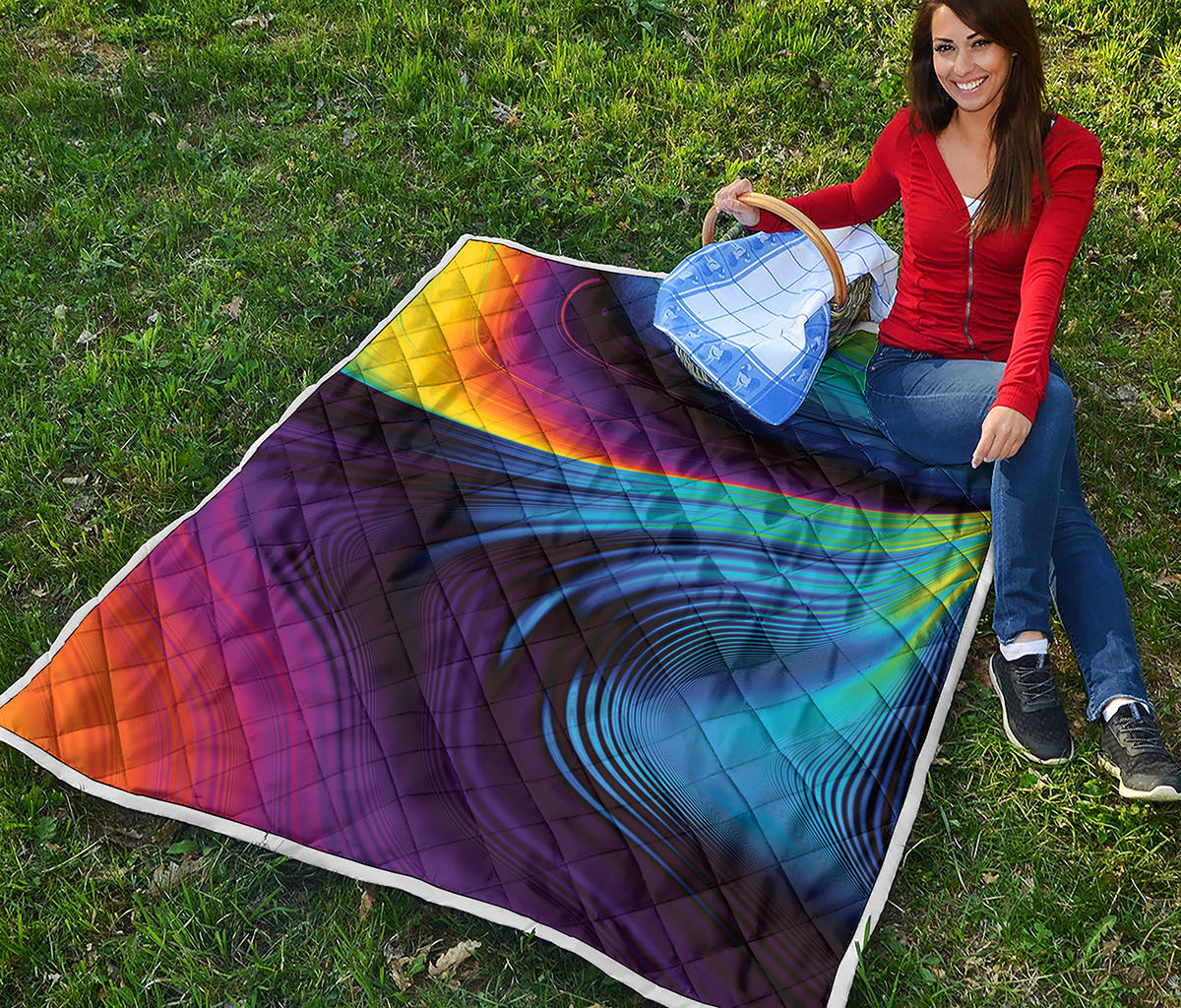 Colorful Psychedelic Print Quilt