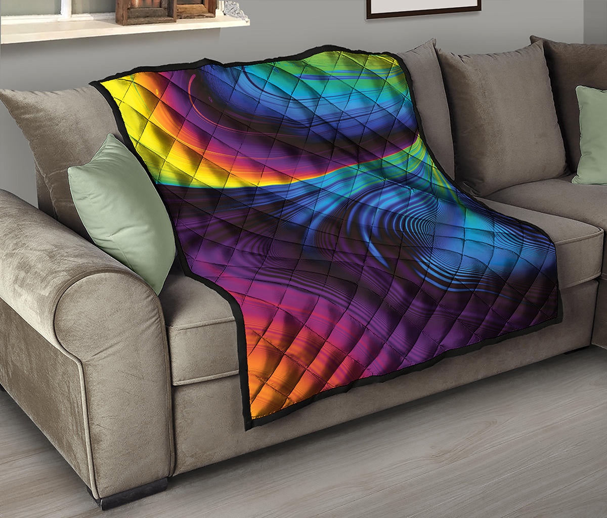Colorful Psychedelic Print Quilt